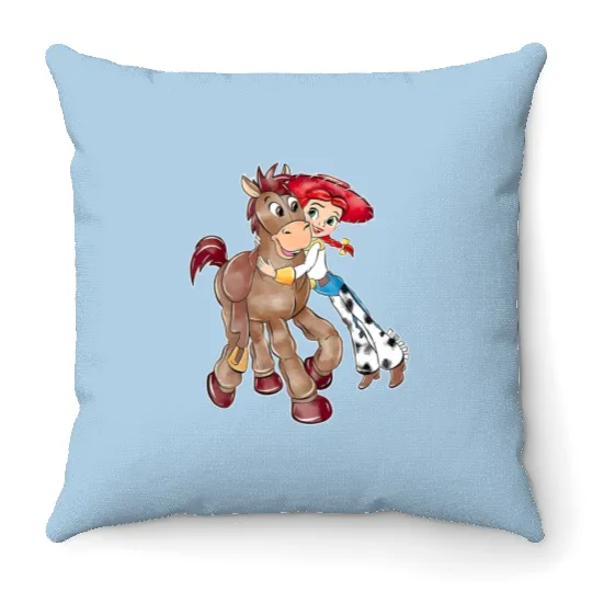 Vintage Disney Toy Story Jessie Bullseye Throw Pillows, Toy Story Jessie And Bullseye Throw Pillows