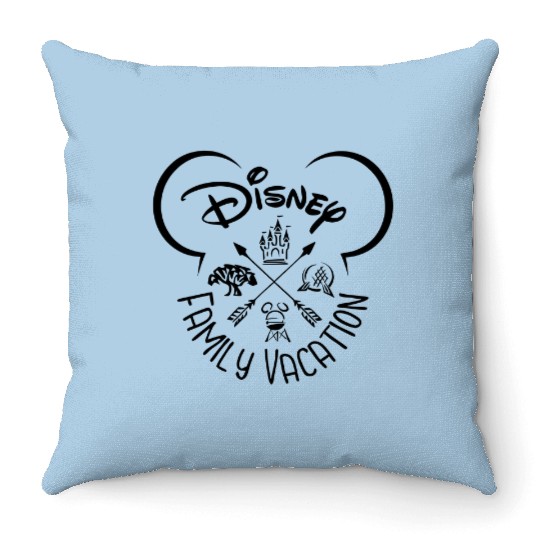 Disney Family Vacation Throw Pillows, Disney Castle Throw Pillows, Disney Trip Throw Pillows