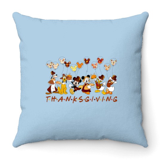 Vintage Mickey And Friends Thanksgiving Throw Pillows, Disney Thanksgiving Fall Throw Pillows