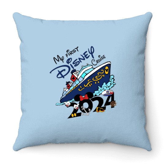 My First Disney Cruise 2024 Throw Pillows, Disney Family Cruise Throw Pillows
