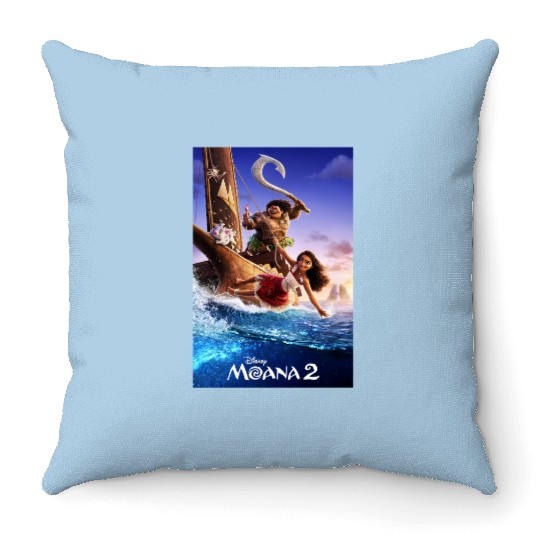 Discover Disney Moana 2 Set Sail  Movie Teaser Poster & Logo Throw Pillows