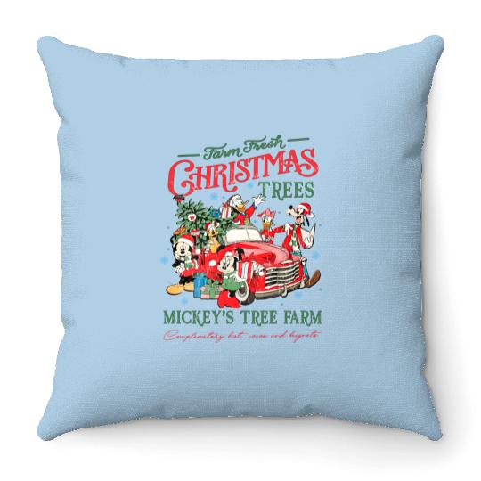Vintage Disney Farm Fresh , Mickey's Tree Farm, Mickey And Friends Christmas Throw Pillows