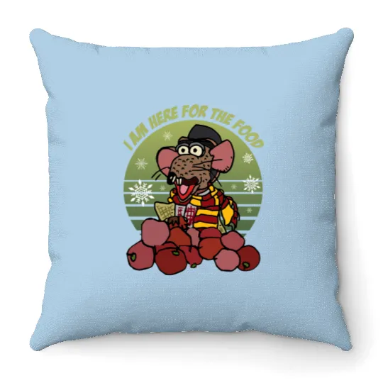 Rizzo the Rat I Am Here For The Food  Throw Pillows, Disney The Muppet Christmas Carol Throw Pillows