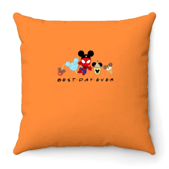 Spiderman Best Day Ever Throw Pillows, Baby Spiderman, Disney Snacks Throw Pillows