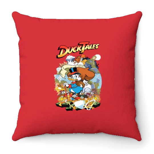 Vintage Disney 90s Funny DuckTales Money Colors Throw Pillows, Disney DuckTales Throw Pillows, Donald Duck Throw Pillows, Disneyworld Throw Pillows