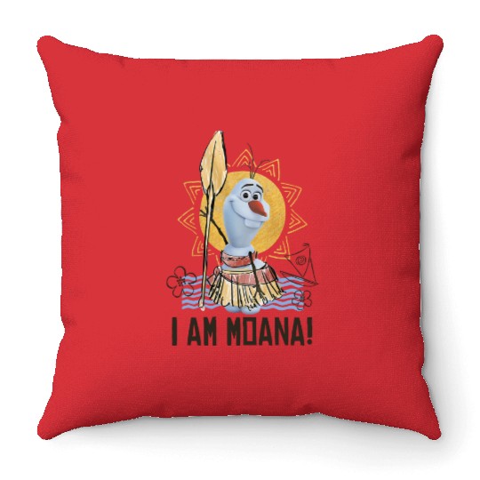 Funny Disney Olaf Presents Moana Throw Pillows, I Am Moana Bella Canvas Throw Pillows, Disney Vation Throw Pillows