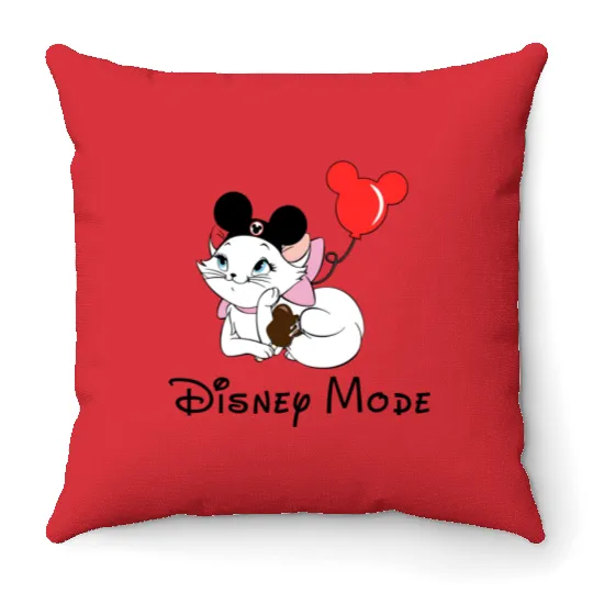Marie Disney Mode Throw Pillows, Marie Cat Throw Pillows, Marie Aristocats Throw Pillows
