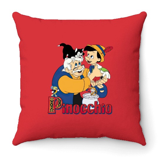 Pinocchio And Geppetto Throw Pillows / Retro 90s Disney Throw Pillows