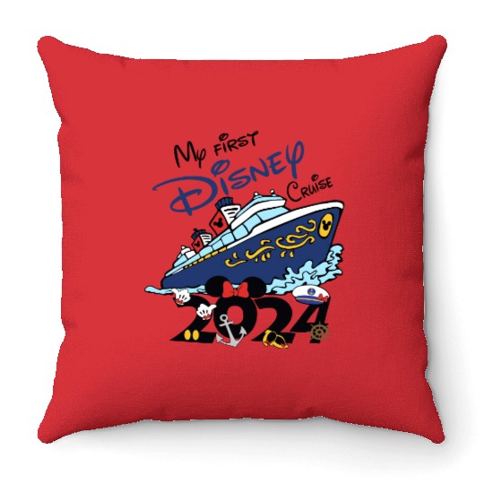 My First Disney Cruise 2024 Throw Pillows, Disney Family Cruise Throw Pillows