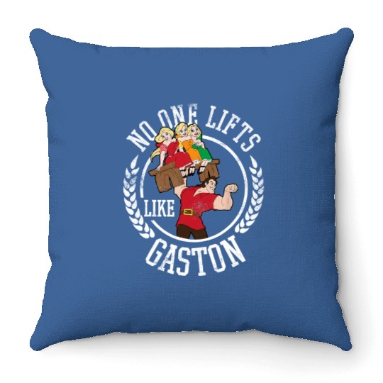 Disney Beauty and the Beast No One Lifts Like Gaston Badge Throw Pillows
