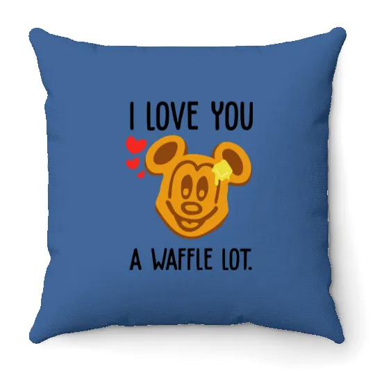 I Love You a Waffle Lot Mickey Waffle Disney Throw Pillows, Disney Food Throw Pillows