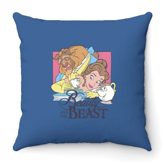 Retro Beauty and The Beast Throw Pillows, Disney Princess Throw Pillows, Belle Princess Throw Pillows, Disneyworld Throw Pillows, Disney Trip Throw Pillows, Disney Girl Throw Pillows