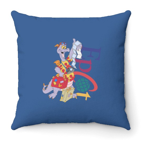 Retro Disney Figment Epcot  Throw Pillows, Figment Epcot Center Throw Pillows