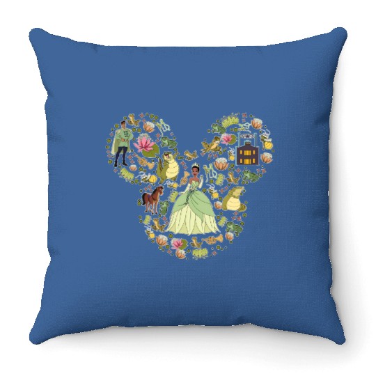Disney Princess Throw Pillows, Tiana Throw Pillows, Princess Mickey Head, Disneyland Trip Throw Pillows