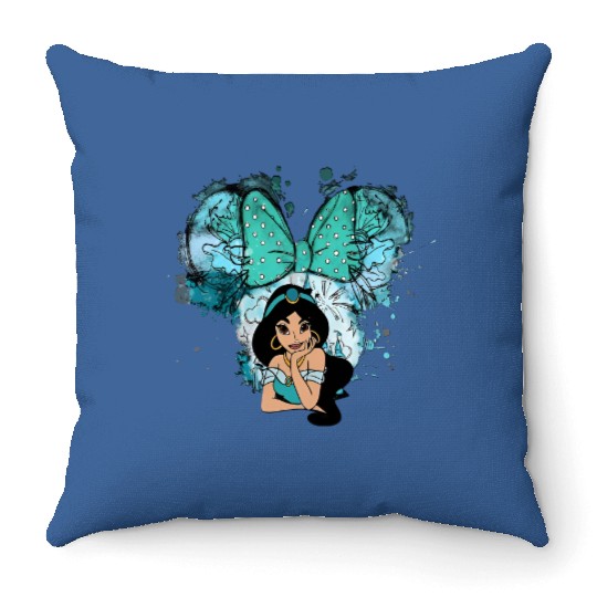Discover Jasmine Disney Throw Pillows, Jasmine Watercolor Throw Pillows, Alladin Princess Throw Pillows