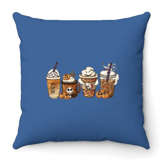 Disney The Nightmare Before Christmas Coffee Cup Throw Pillows, Jack Skellington Sally Pumpkin Latte Coffee