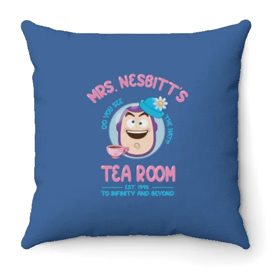 Disney Toy Story Mrs Nesbitt Tea Room Throw Pillows, Toy Story Throw Pillows