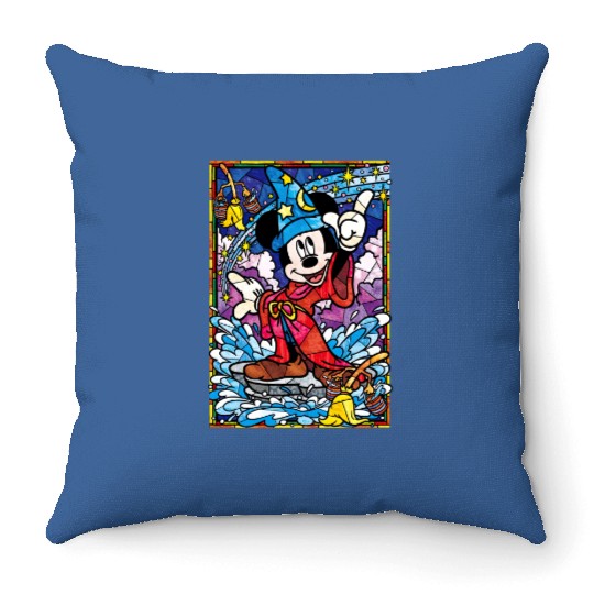 Mickey stained glass Throw Pillows, Disney stained glass Throw Pillows, Disney Mickey Throw Pillows