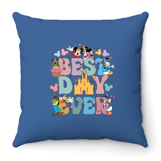Disney Best Day Ever  Color Throw Pillows, Disney Family Throw Pillows, Disney