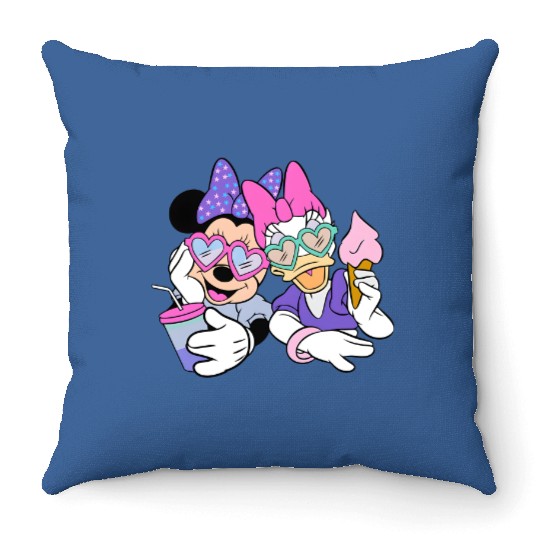 Retro Minnie and Daisy Face, Best Friends Minnie and Daisy Throw Pillows, Disney Tie Dye Throw Pillows, Minnie and Daisy Throw Pillows