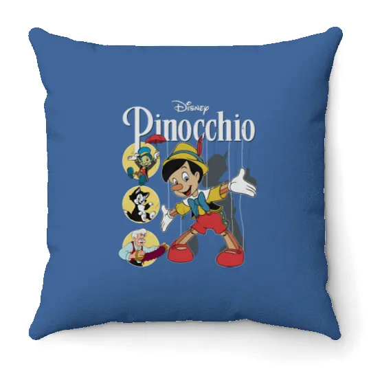 Pinocchio Vintage Movie Characters Group Shot, Disney Pinocchio Throw Pillows