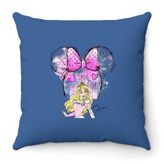 Aurora Princess Throw Pillows, Disney Princess Throw Pillows, Watercolor Disney Princess Throw Pillows
