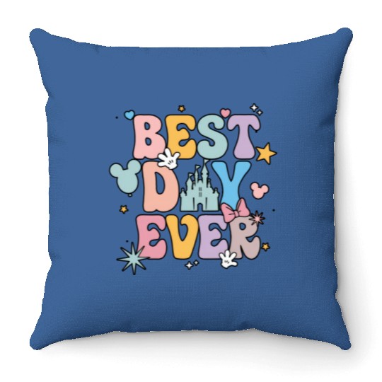 Disney Best Day Ever Throw Pillows, Disneyworld Family Throw Pillows, Disney Vacation Throw Pillows