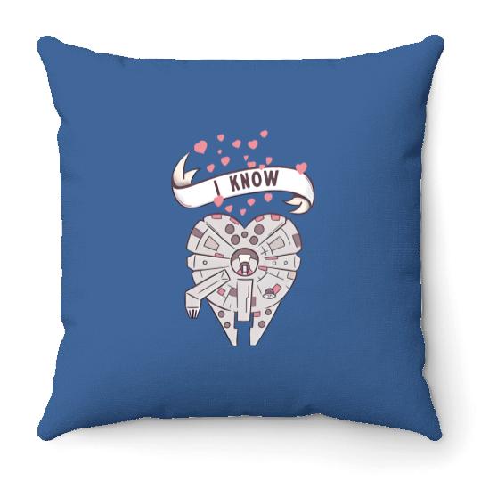 Star Wars Millennium Falcon I Know Valentine's Day Throw Pillows, Disney Couple Throw Pillows
