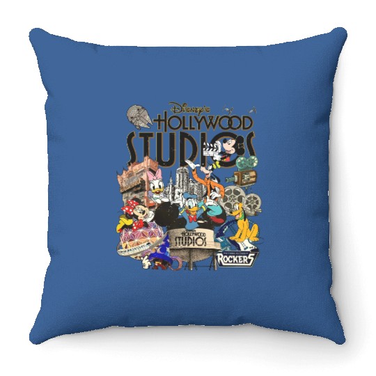 Vintage Disney Hollywood Studios 2023 Throw Pillows, Mickey and Friends Throw Pillows, Disney Family Vacation 2023 Throw Pillows