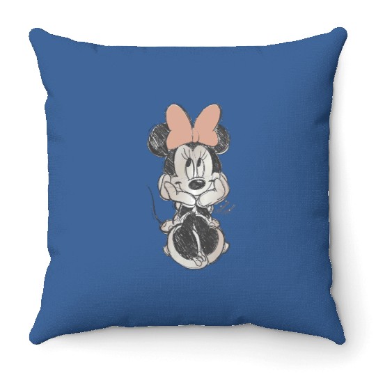 Disney Minnie Mouse Classic Sketch Cute Vintage Portrait Throw Pillows, Mickey And Friends Throw Pillows, WDW Magic Kingdom Disneyland Family Vacation Gift