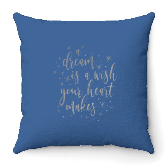 Cinde a dream is a wish your heart makes Throw Pillows, Metallic SILVER Cinde Throw Pillows, women's Disney Throw Pillows