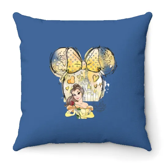 Disney Princess Throw Pillows, Watercolor Princess Throw Pillows, Belle Princess Throw Pillows
