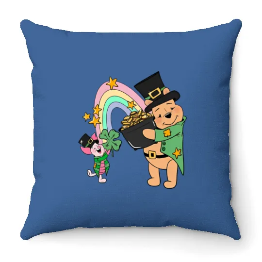 Pooh Bear St Patricks Day Throw Pillows, Disney St Patricks Day Throw Pillows, Magic St Patricks Day