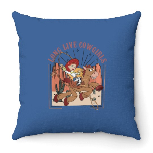 Vintage Disney Toy Story Jessie Throw Pillows, Long Live Cowgirls Western Vibe Throw Pillows, Disney Throw Pillows