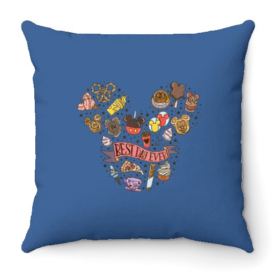 Best Day Ever Throw Pillows, Theme Park Throw Pillows, Disney Trip Throw Pillows