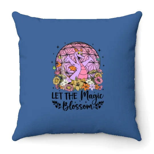 Disney Figment Dragon Throw Pillows, Magic Blossom Throw Pillows, Purple Dragon Throw Pillows