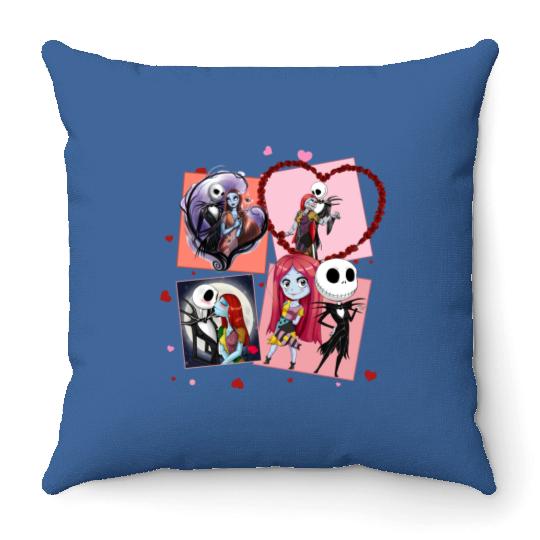Jack and Sally Happy Valentine's Day Throw Pillows, Disney Valentines Throw Pillows