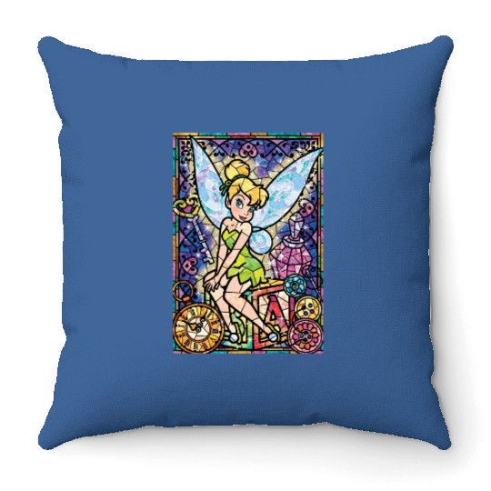 Tinker Bell stained Glass Throw Pillows, Disney Tinker Bell Throw Pillows, Family Vacation Disney Throw Pillows