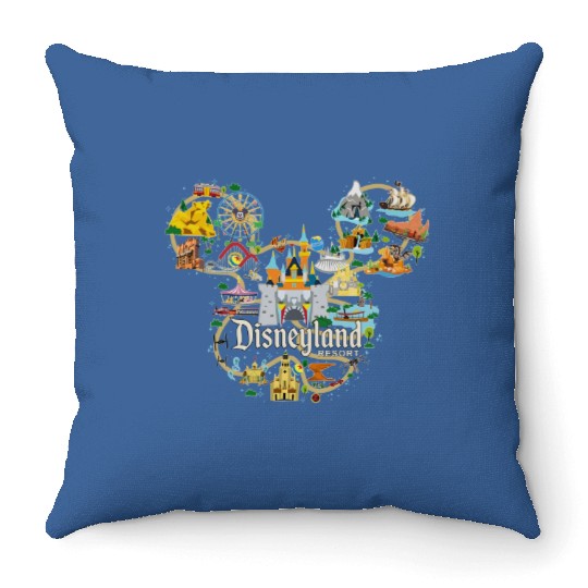 Vintage Disneyland Throw Pillows, Epcot Throw Pillows, Magic Kingdom Throw Pillows, Disney Throw Pillows, Disneyland Est 1955 Throw Pillows
