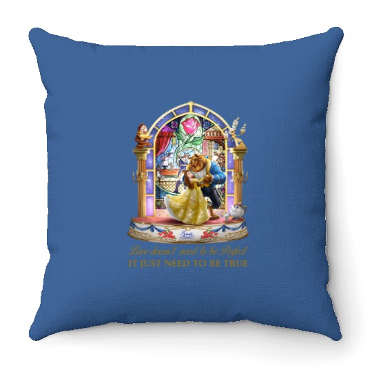 Disney Beauty and The Beast Stained Glass Rose Throw Pillows, Belle Princess Throw Pillows