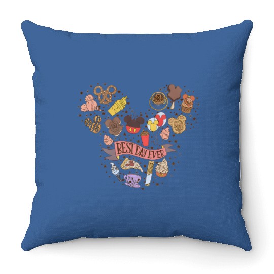 Disney Best Day Ever Snacks Throw Pillows, Disney Trip Throw Pillows