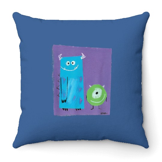 Sulley and Mike Art Study Throw Pillows, Monsters Inc. Throw Pillows, Disney Retro Throw Pillows, Monster Universit