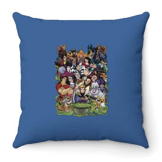 Disney Villains Group Collage Gaston Ursula Maleficent Throw Pillows
