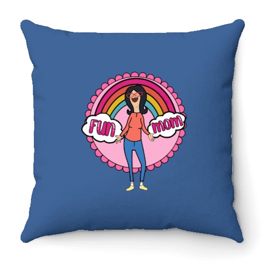 Boho Rainbow Bobs Burgers Linda Belcher Fun Mom Throw Pillows