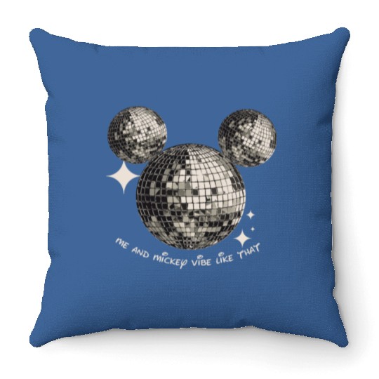 Me and Mickey Vibe Like That Throw Pillows, Mouse Disco Ball Throw Pillows, Disney Eras Tour Throw Pillows, Theme Park Orlando Magic Disco Ball Eras Mouse Throw Pillows