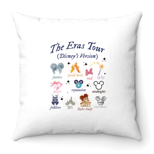 Eras Tour Disney Throw Pillows, Swift Happiest Magical Place Gift