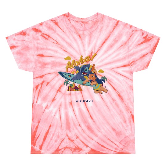 disneys Lilo Stitch Aloha Enjoying Summer Surfing Portrait Tie Dye T-Shirts