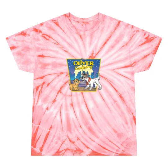 Disney Oliver Company Oliver And Dodger City Lights Logo Tie Dye T-Shirts