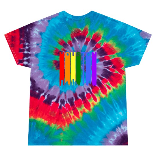 Houston Texas Rainbow Skyline LGBT Gay Pride Tie Dye T Shirts