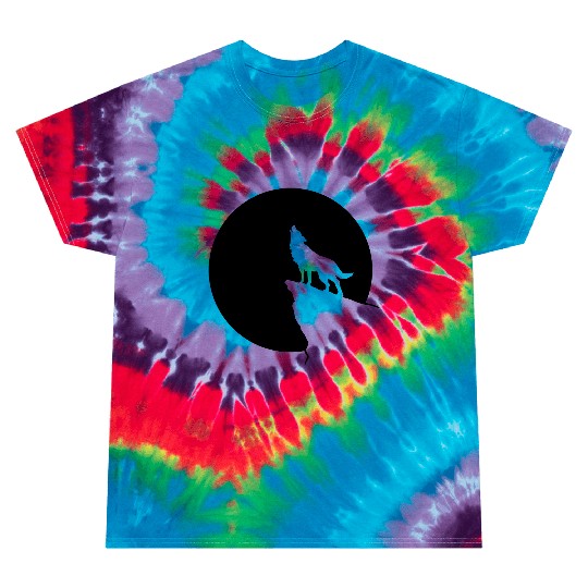 Howling wolf full moon space galaxy gift dog trend Tie Dye T Shirts